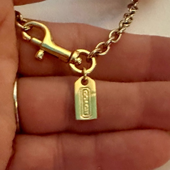 Coach Adjustable Gold-tone Hang Tag Charm Necklace Dog Leash Clip Clasp - Picture 6 of 11
